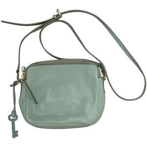 Fossil Sydney Mint Green Pebbled Leather Crossbody Camera Bag Coastal Preppy